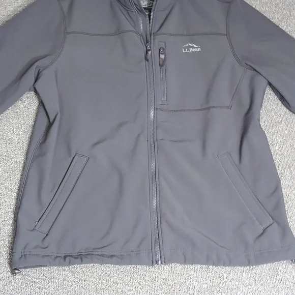 L.L. Bean Windproof Soft Shell Jacket Size Large In Alloy Gray Fleece Lined - Picture 5 of 13
